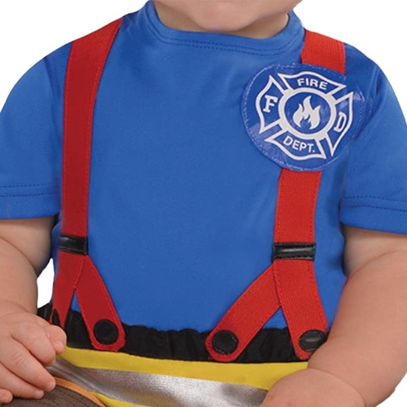 !! SOLD !! Halloween Costume Fireman Infant Baby 12 to 24 Months 2 Piece Set - Picture 3 of 16